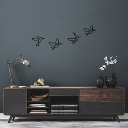 Wallity Birds - 304 Escultura de pared de metal negra